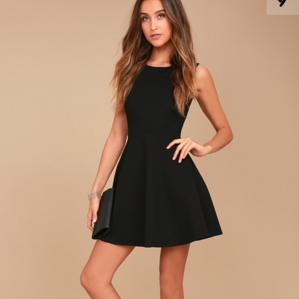 Lulus need you close black skater dress